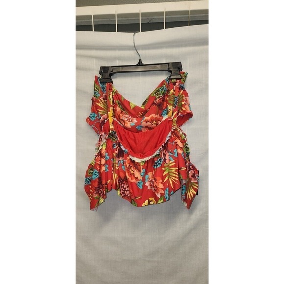 New SEXY LARGE Sunn Swim Lab Red Hawaiian two-piece ruffle Bikini HIGH waist - Picture 3 of 12